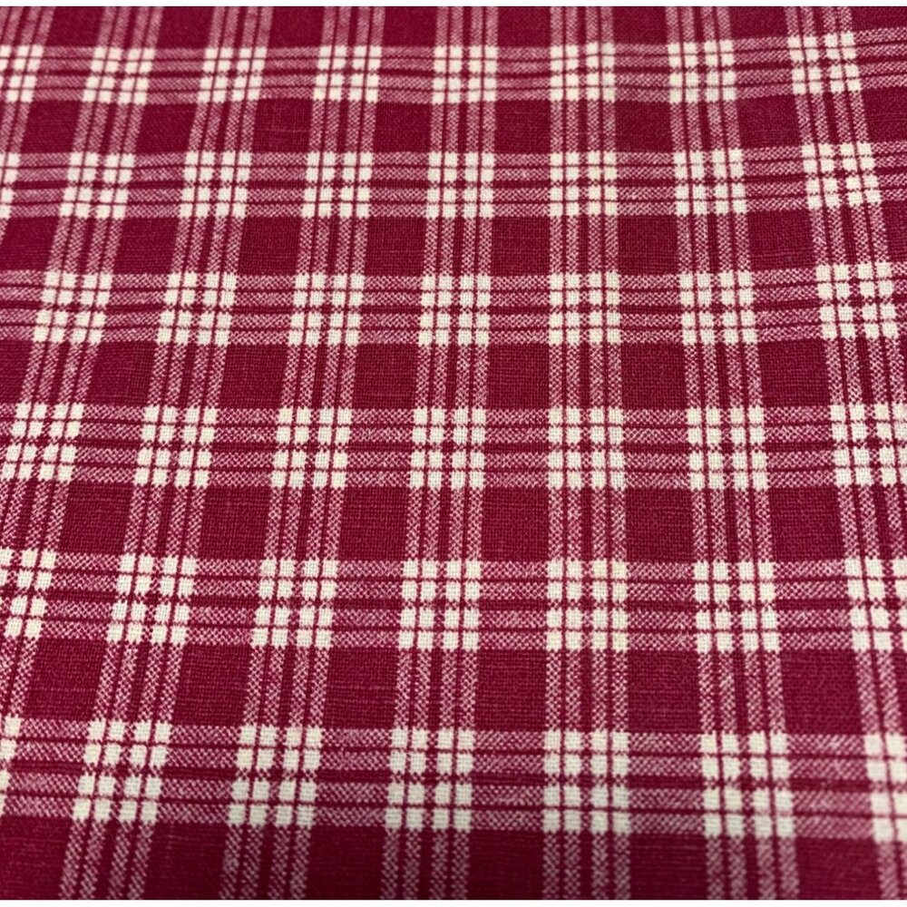 Vintage Wamsutta Plaid Cotton Fabric Red White 1/2 yard x 44" Quilting